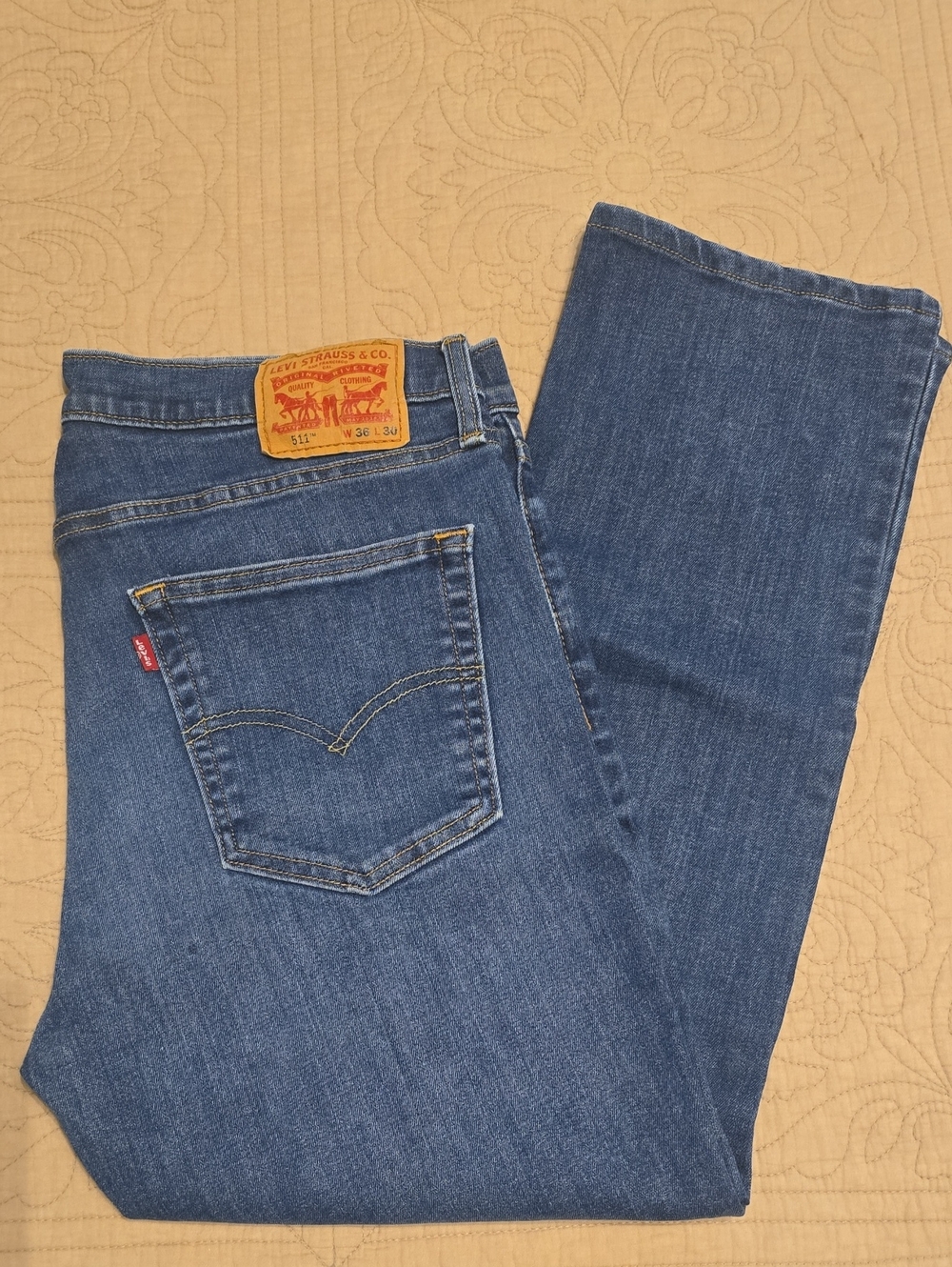 Levi's 511 Slim Fit Jeans Medium Wash Blue Denim Men's 36x26 ALTERED